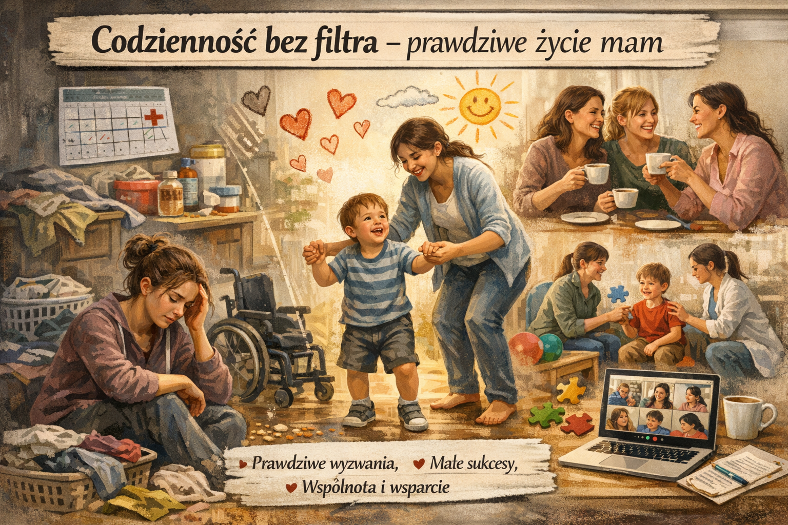 Poznaj prawdziwe wyzwania mam dzieci z niepełnosprawnością. Codzienne sukcesy, emocje i wsparcie w realnym macierzyństwie bez filtrów.